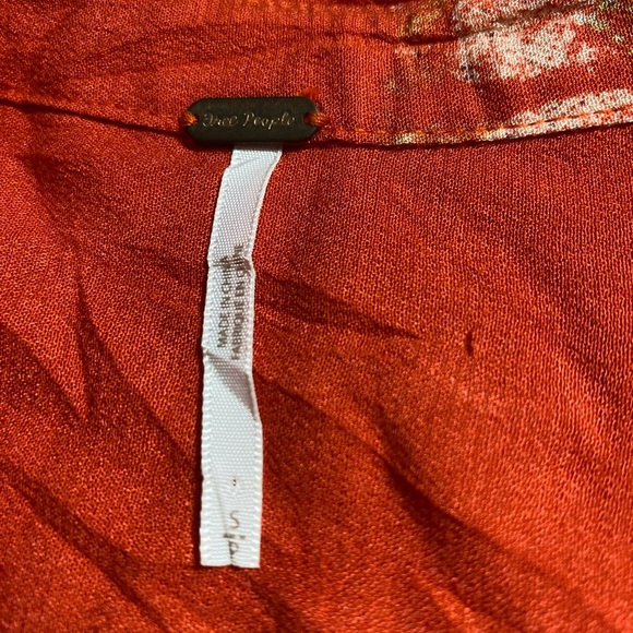 Free People Red Bell Sleeve Tunic with Mandarin Collar - Picture 4 of 13